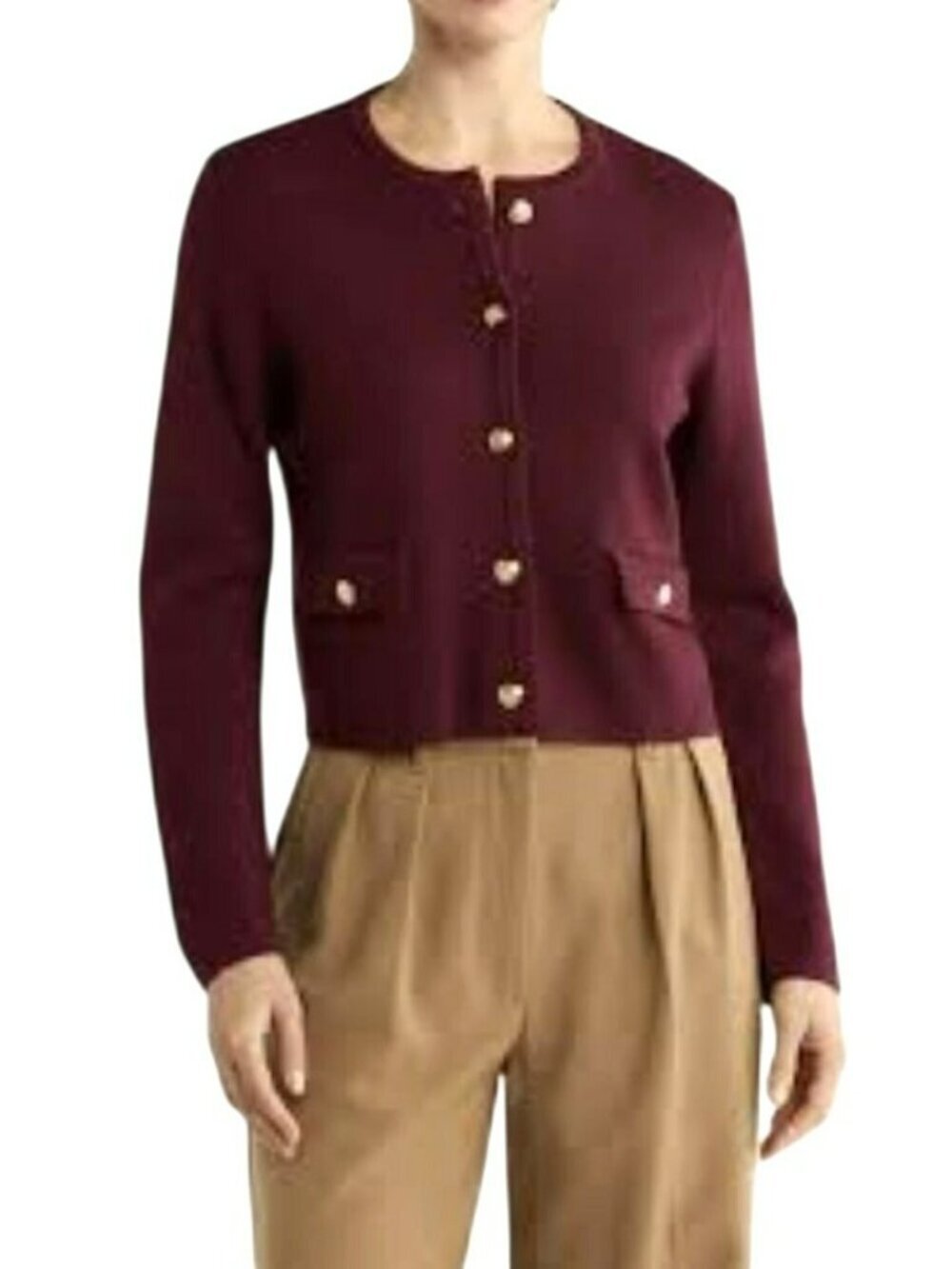 Bruno Magli Burgundy Red Cardigan Sweater Medium New
